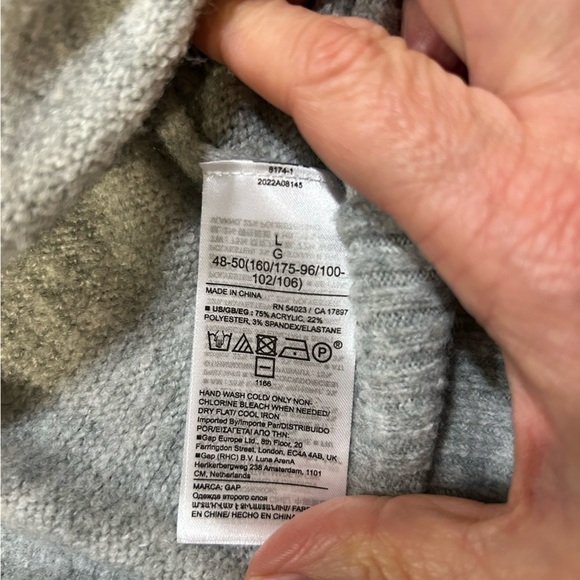 Gap Gray & Yellow Argyle Mock Neck Sweater L - Picture 7 of 8